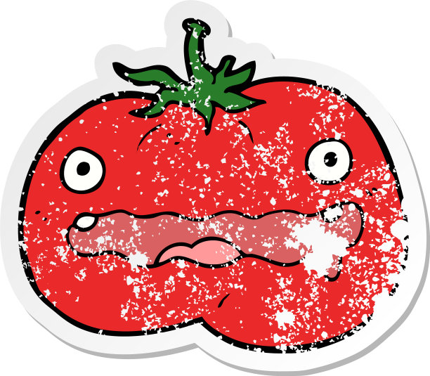 一个卡通番茄的心疼贴纸图片下载