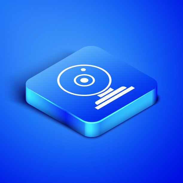 等距网络摄像头图标孤立在蓝色图片下载