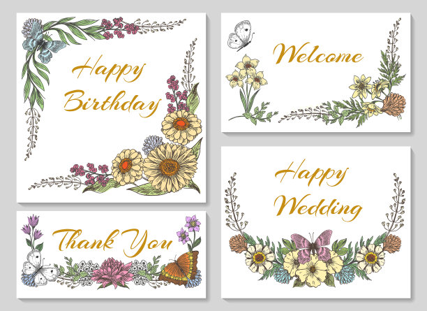 带有野花的植物卡片图片下载