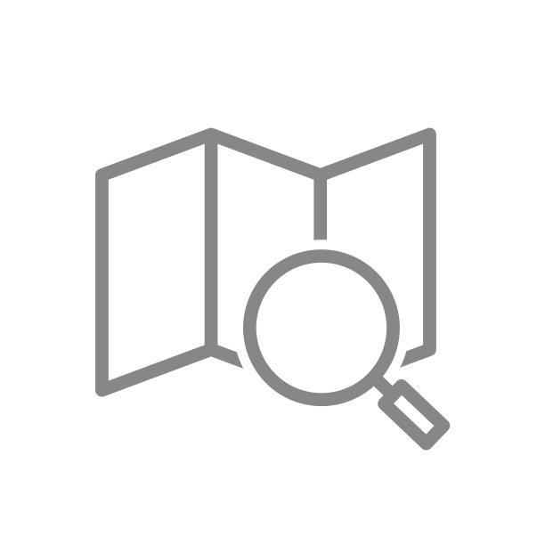 放大镜下的地图导航线性图标图片下载