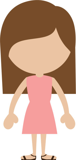 彩色剪影的无脸女孩站着图片下载