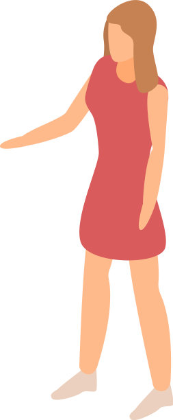 可爱的女人在红色连衣裙图标等距风格图片下载