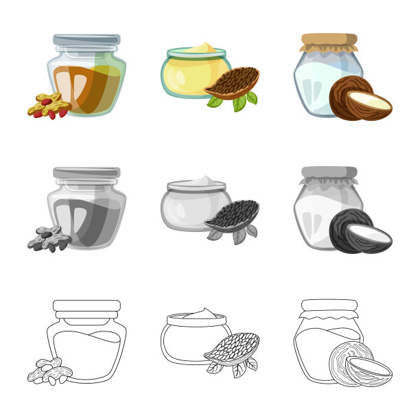 隔离对象健康和蔬菜图标集图片下载