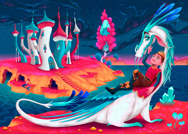 幻想世界里的年轻国王和他的龙图片下载