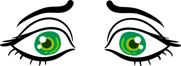 白色背景上悲哀的绿眼睛图片下载