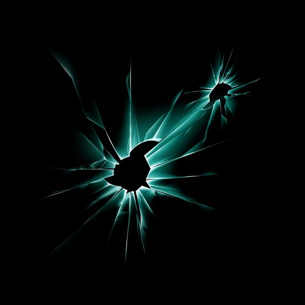 绿色玻璃碎窗，边缘锋利图片下载