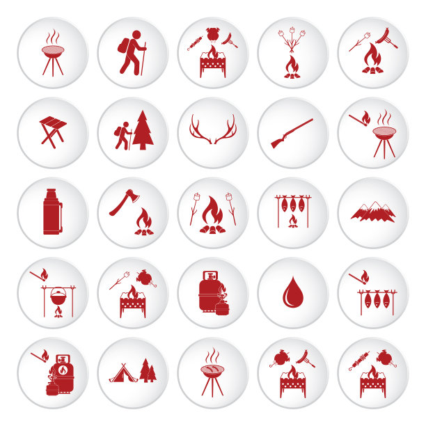 设置旅行和露营装备图标图片下载