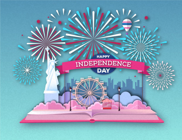 用城市景观和烟火打开书本图片下载