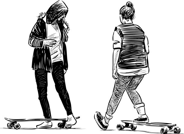 玩滑板的少女图片下载
