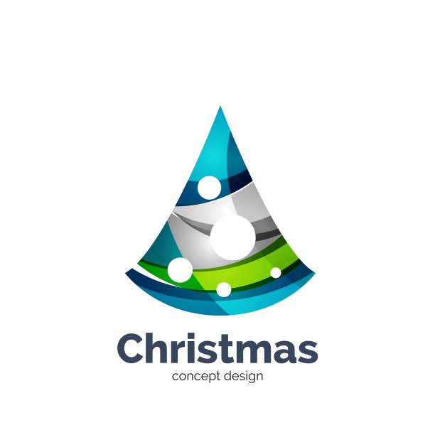 抽象的几何圣诞树图标图片下载