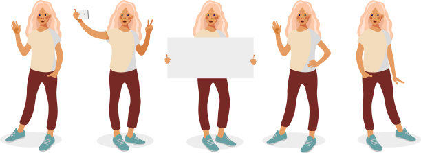 设置与不同的姿态和姿态孤立图片下载