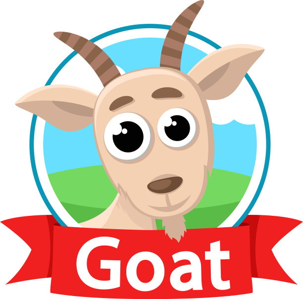 一只山羊望着后面一片绿色的草地图片下载