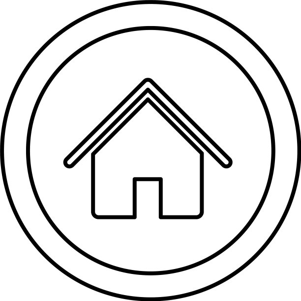 房屋轮廓图标圆形框架剪影图片下载