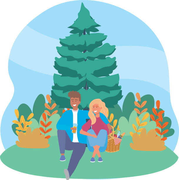 一对夫妇正在设计野餐图片下载