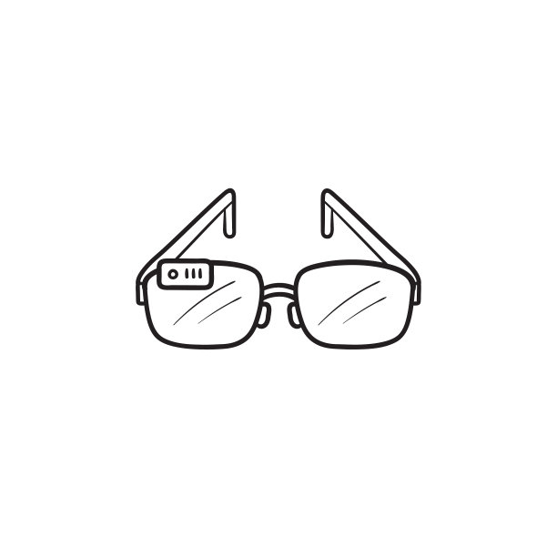 智能眼镜手绘轮廓涂鸦图标图片下载