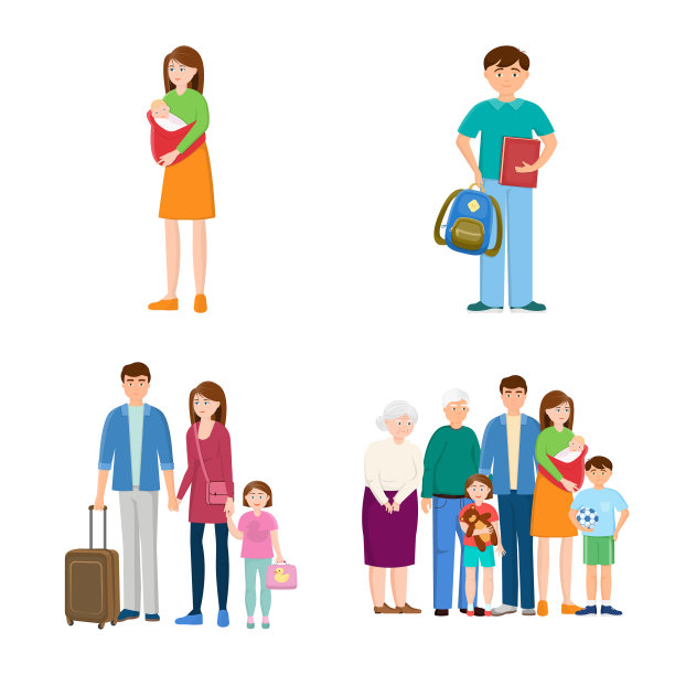 家庭和人的标志集图片下载