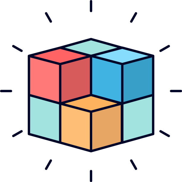 盒子迷宫谜解立方体平面彩色图标图片下载