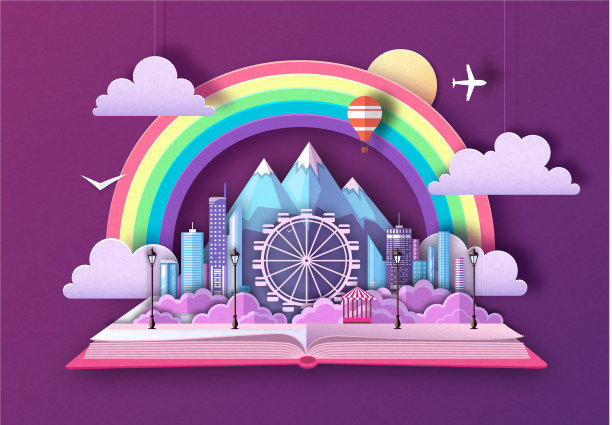 用城市景观打开童话书图片下载