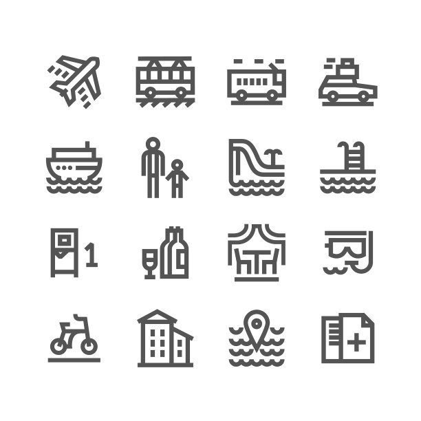 旅游标志集的概念图片下载