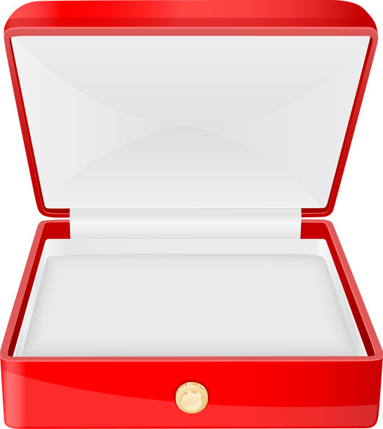 红色首饰盒白色亚麻打开空箱子图片下载