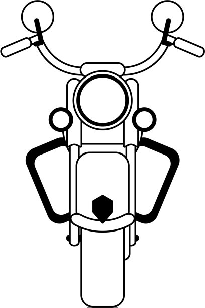 经典复古摩托车前视黑白图片下载