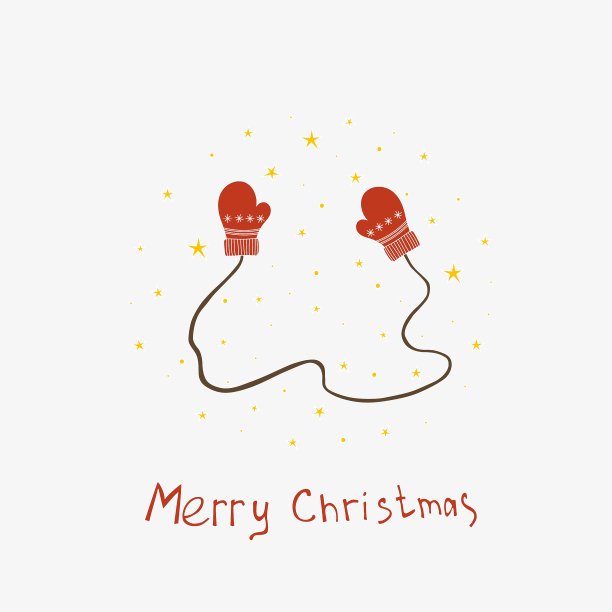 圣诞卡与手绘手套和文字图片下载