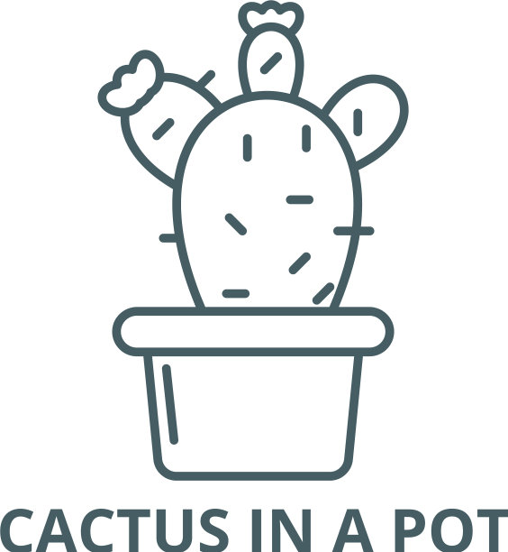 盆中仙人掌的线条，盆中仙人掌的图标图片下载