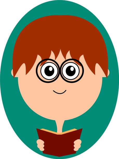 红发男孩在读一本白底的书图片下载