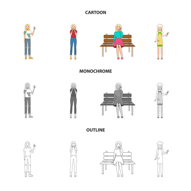 设计的姿态和情绪的图标集图片下载