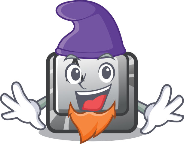 精灵纽扣上有一个孤立的吉祥物图片下载