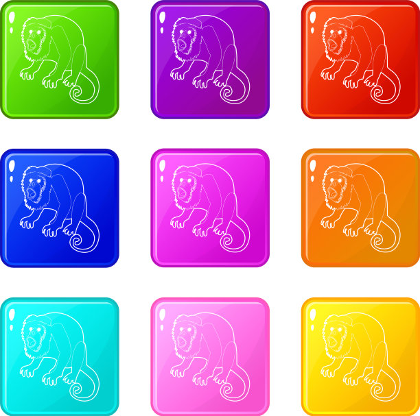 惊喜猴子图标集9色收藏图片下载