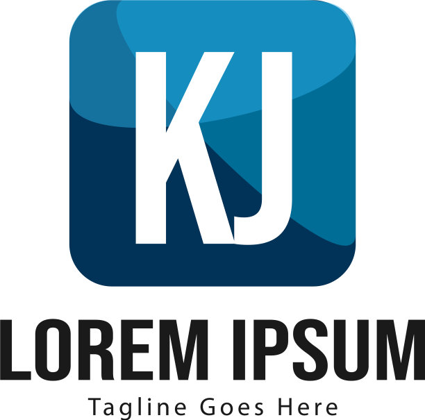 KJ字母现代边框标志模板图片下载