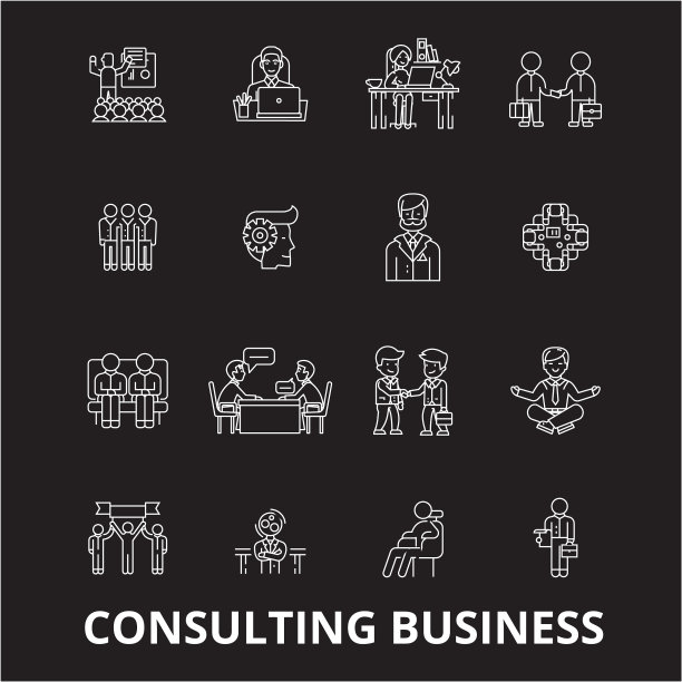 咨询业务可编辑线图标集图片下载