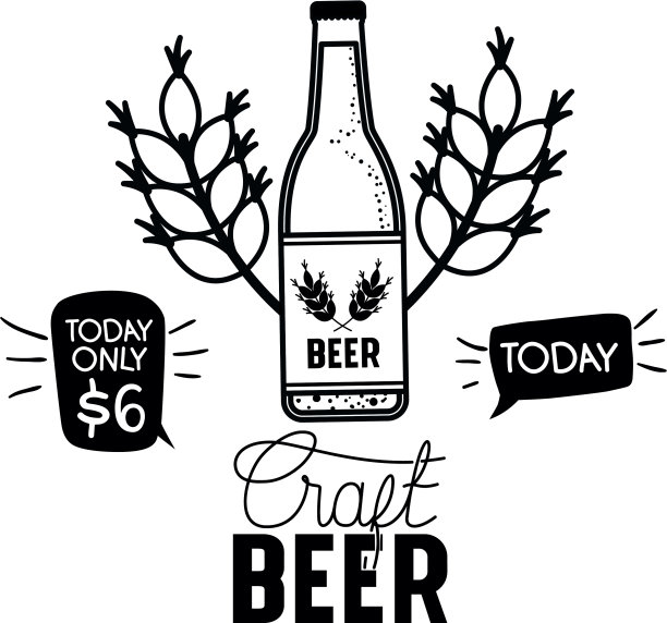 精酿啤酒标签孤立图标图片下载