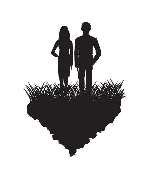 草、植物和人的剪影设计图片下载