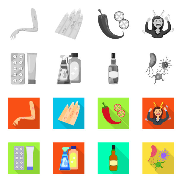 孤立对象的医疗和疼痛符号集图片下载