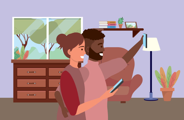 千禧夫妇室内背景自拍图片下载