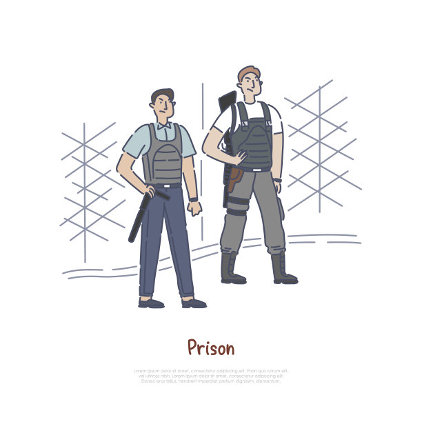 带着工具和装备的狱警长官图片下载