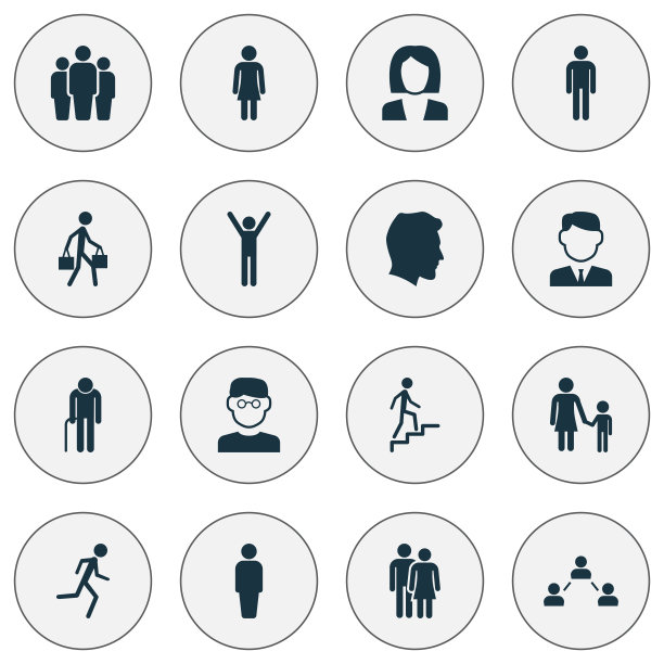 女性阶梯的人物图标集合图片下载