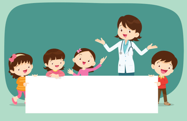 医生和孩子们举着横幅图片下载