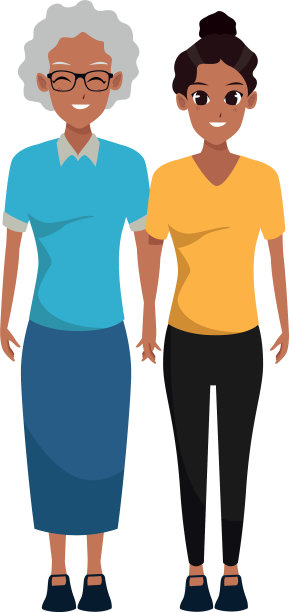 母亲和成年的女儿一起卡通图片下载