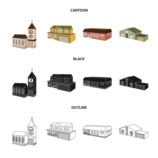 孤立对象的立面和住宅符号图片下载