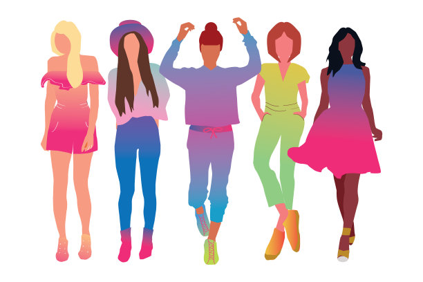 设置漂亮的年轻女人或女孩穿着图片下载