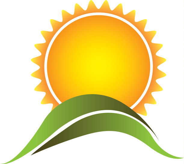 彩色抽象太阳与山图标图片下载