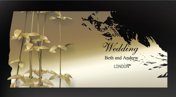 热带黑色和金色的叶子在黑暗的背景图片下载