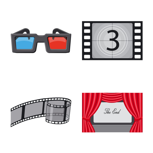 孤立对象电影院和剧院标志集图片下载