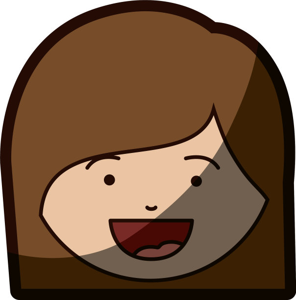 彩色剪影的女孩脸上带着长长的微笑图片下载