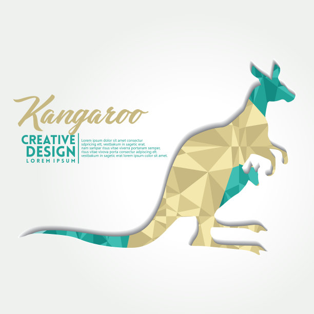 袋鼠几何纸工艺风格图片下载