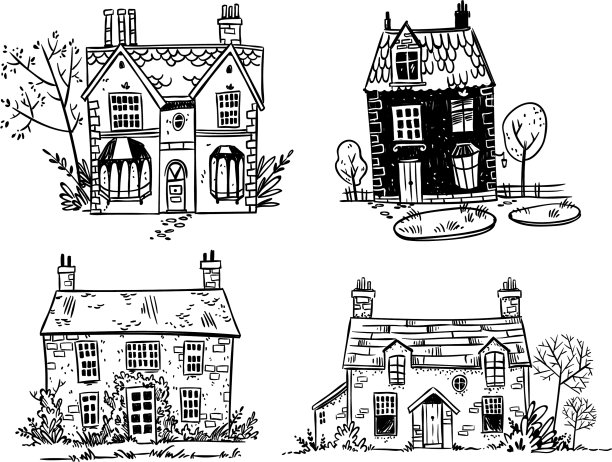 一套漂亮的英国村舍画图片下载