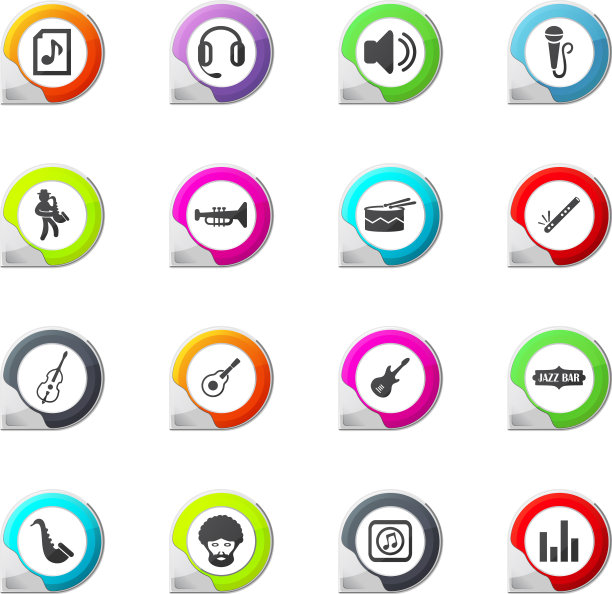 爵士和蓝调图标集图片下载
